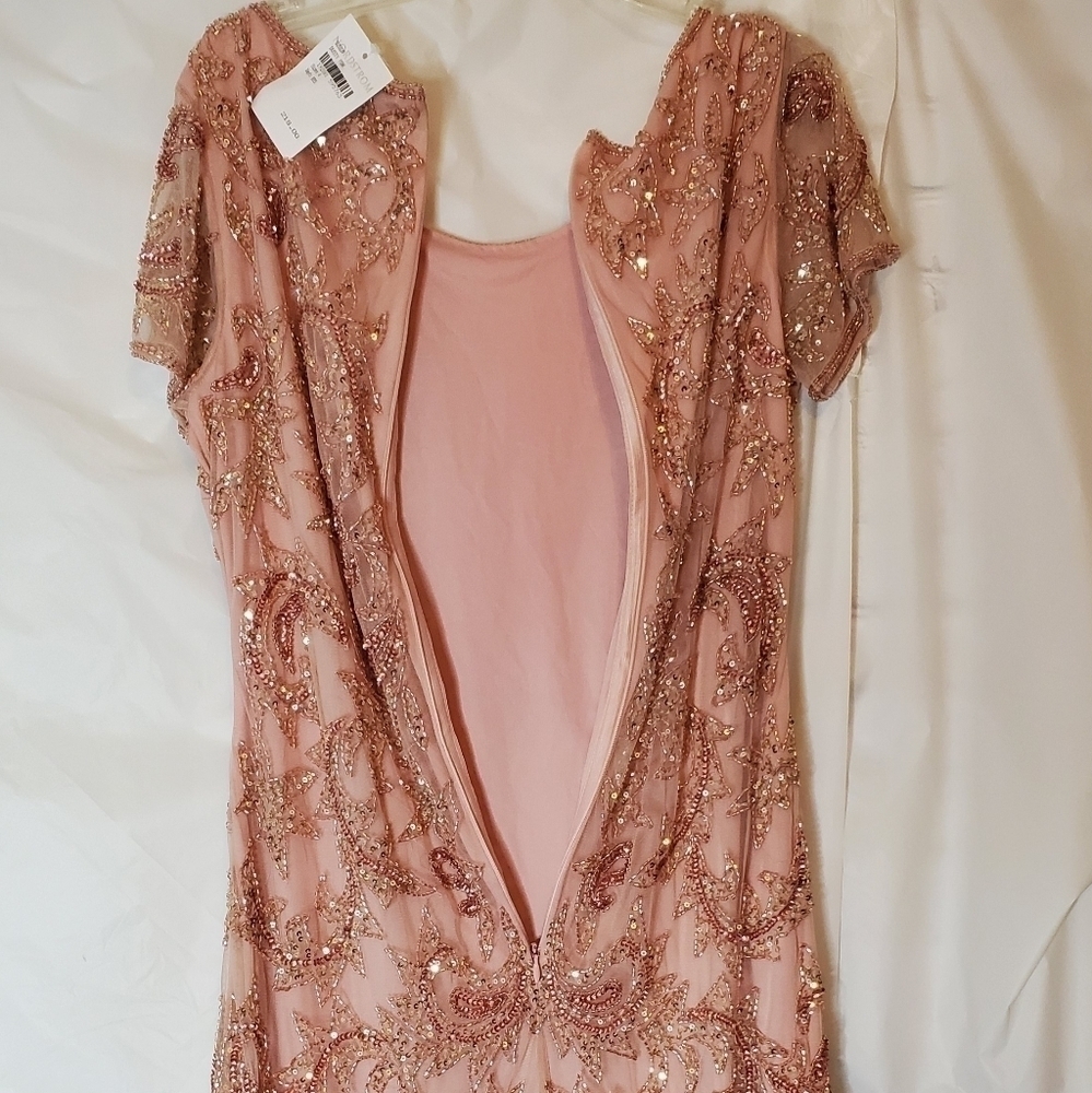 BLUSH Formal Midi Dress Size 4 Beaded Sequin NWT by Pisarro Nights at Nordstrom - Picture 6 of 7
